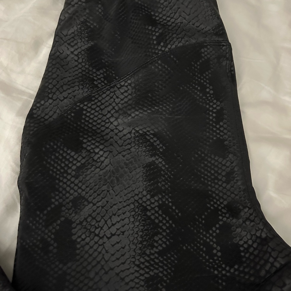 Oriana Black Faux Snakeskin Leggings